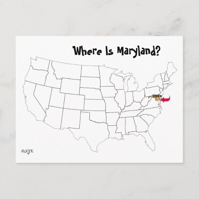 Cartão Postal Where Is Maryland? (Frente)