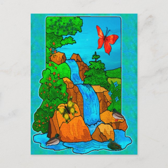Cartão Postal Whimsey Calls Nature Fantasy Art (Frente)