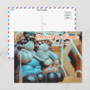 Cartão Postal Whimsic Cerâmica Figurines Vintage