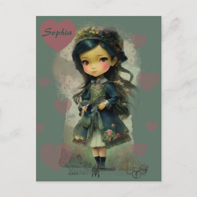 Cartão Postal Whimsic Kawaii Fairy Tale Girl (Frente)