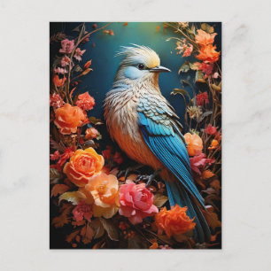 Cartão Postal Whimsic Nature Blue Bird