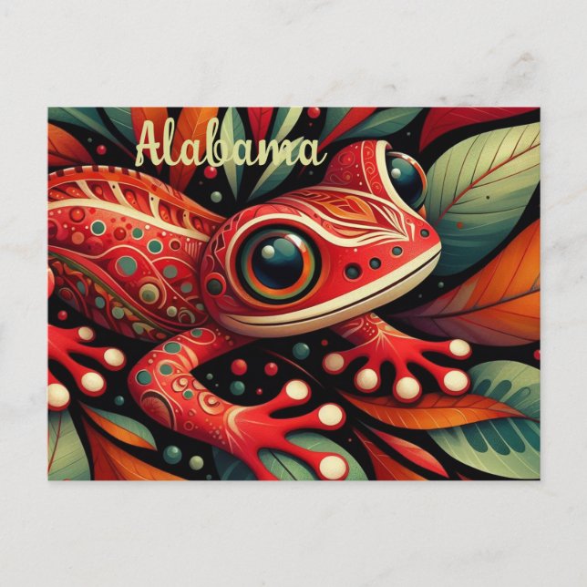 Cartão Postal Whimsical Alabama State Red Colinas Salamander (Frente)