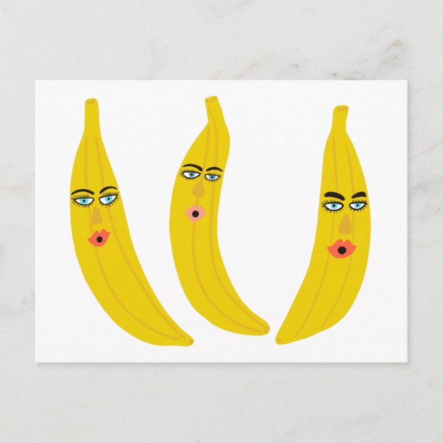 Cartão postal Whimsical Banana Trio (Frente)