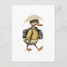 Whimsical Cartoon Duck Postcard