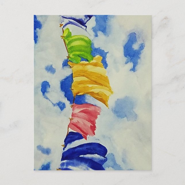 Cartão Postal Whimsical Clothesline Art (Frente)