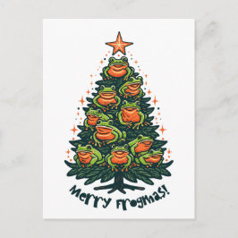Cartão Postal Whimsical Croaks: Sapos Cantando 'Feliz Frogmas'