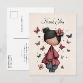 Cartão Postal Whimsical Fairy Doll Retro Cute Thank You