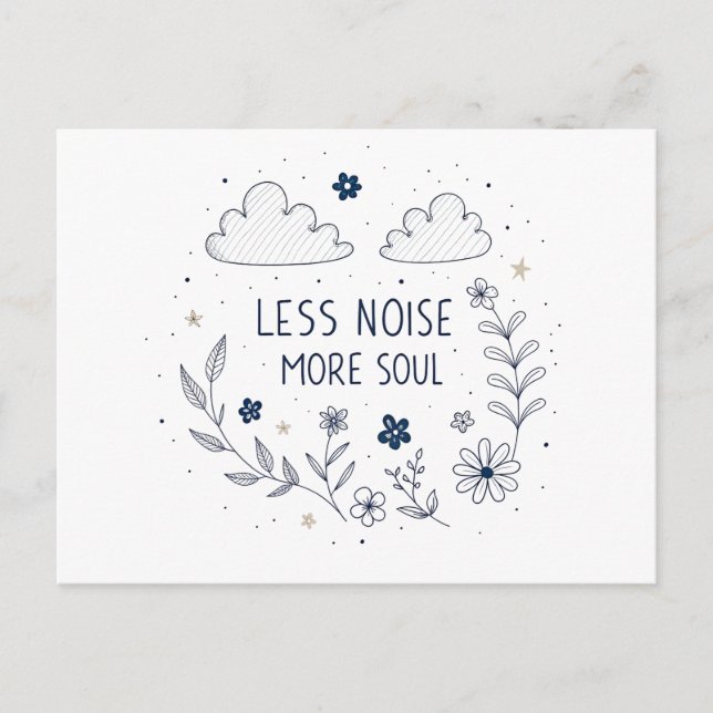 Cartão Postal Whimsical Floral Soul Quote Line Art (Frente)