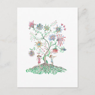 Cartão Postal Whimsical Floral Tree