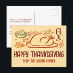 Cartão Postal Whimsical Happy Graças, ação de amizade<br><div class="desc">Cartaz bonitinho para desejar felicidades à família, amigos ou colegas! Mão fez arte para você! Perfeito para um feriado de Ação de Graças ou de Ação de Amizade - altere o texto para suas necessidades. TOTALMENTE PERSONALIZÁVEL! Clique em "Personalizar" acima para editar o texto na parte frontal e traseira. Clique...</div>