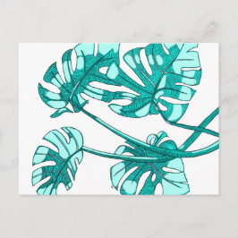 Cartão Postal Whimsical, monstera leaf design