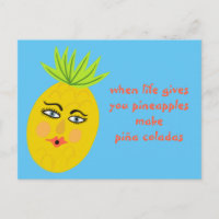 Cartão postal Whimsical Pineapple Piña Coladas