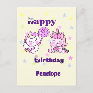 Cartão Postal Whimsical Unicorn Birthday Delight