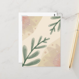 Cartão Postal Whimsical Watercolor Folhas Botânicas Boho