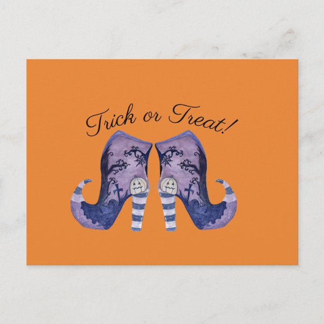 Cartão Postal Whimsical Witch Boots (Frente)