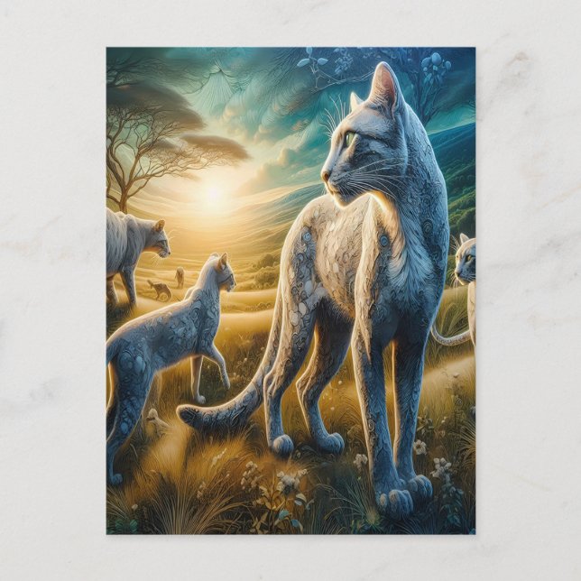 Cartão Postal Whisker Wonderland: Feline Family Frolic (Frente)