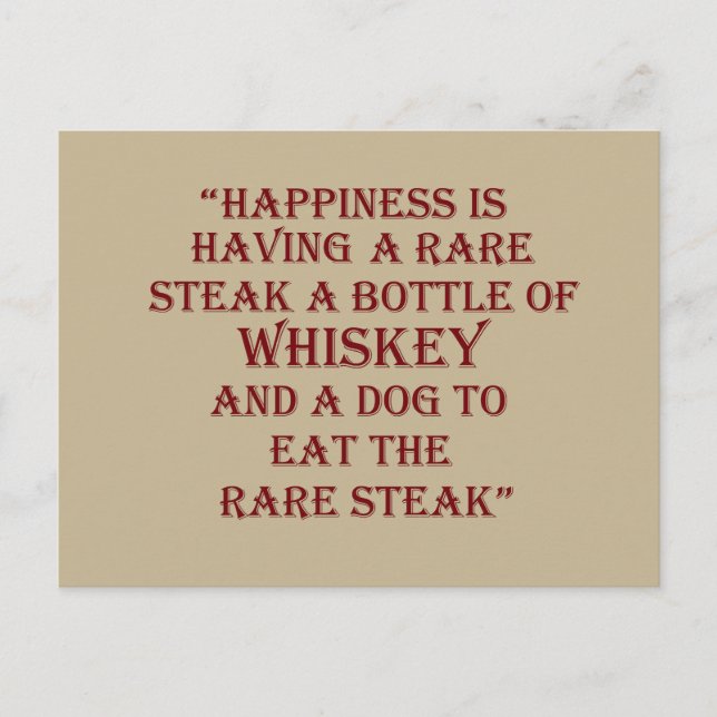 Cartão Postal Whiskey cita bebendos engraçados dizendo (Frente)