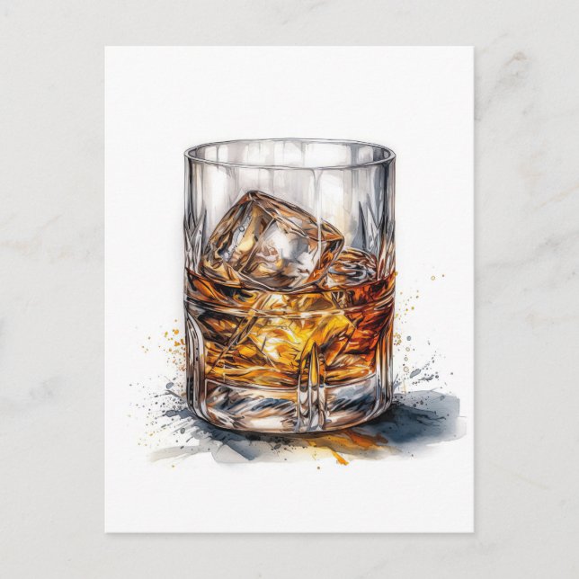 Cartão Postal Whiskey On The Rocks Art (Frente)