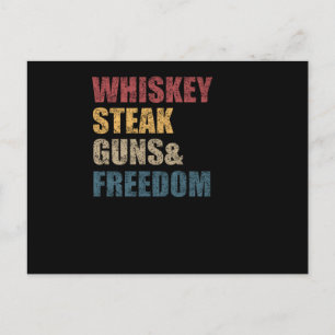 Cartão Postal Whiskey Steaks Armas e Liberdade Sinalizador EUA