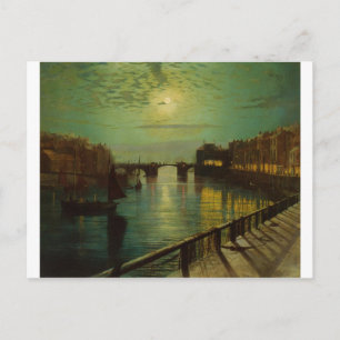 Cartão Postal Whitby Harbour por Moonlight John Atkinson Grimsha