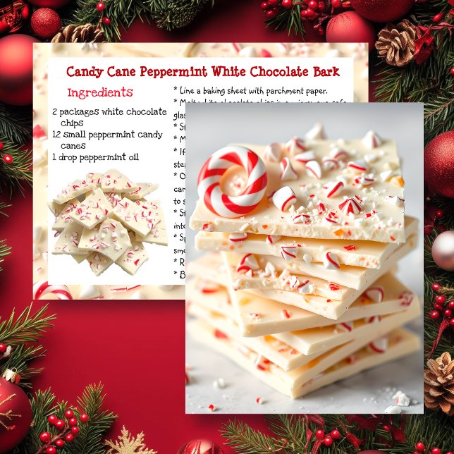 Cartão Postal White Chocolate Candy Cane Peppermint Bark Recipe (Criador carregado)