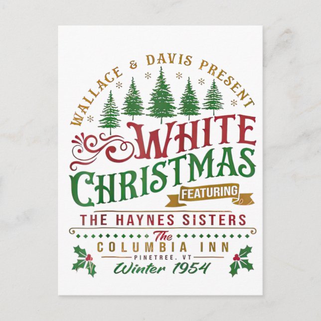 Cartão Postal White Christmas Wallace E Davis Haynes Sister (Frente)