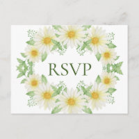 White Daisies Wreath Watercolor - RSVP de Orçament