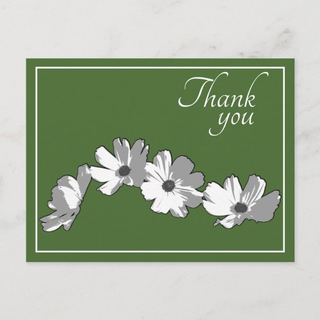 Cartão Postal White Daisy Chain Green Background Obrigado (Frente)