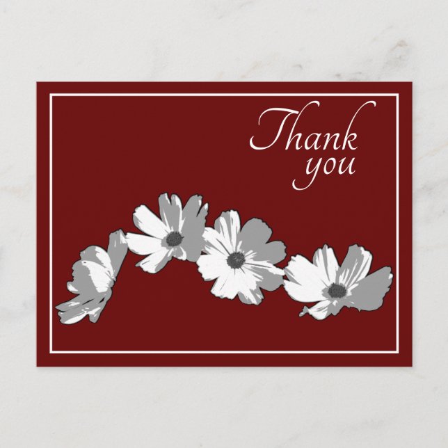 Cartão Postal White Daisy Chain Red Background Obrigado (Frente)