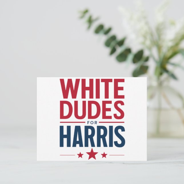 Cartão Postal White Dudes For Harris Election Kamala Harris 2024 (Em pé/Frente)