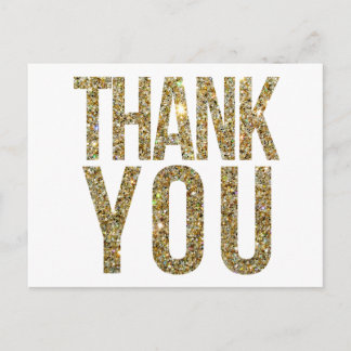 Cartão Postal White e Dourado Casamento com a Glitter Obrigado C