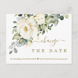 Cartão Postal White Floral: A Data Adiada Do Casamento