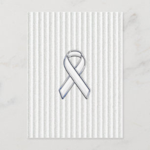 Cartão Postal White on White Ribbon Awarness Stripes