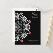 White Rangoli com cartão-postal de hibisco