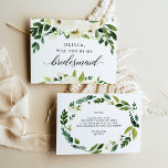 Cartão Postal White Roses Bridesmaid Proposta Card<br><div class="desc">Pop a pergunta com esta adorável carta! Edite facilmente o nome e a mensagem na parte traseira - em seguida,  adicione ao carrinho!</div>