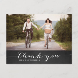 Cartão Postal White Script Rustic Weding Obrigado Cartão-Postal