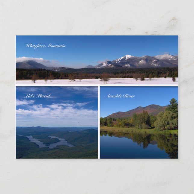 Cartão postal Whiteface Mountain-Lake Plácido (Frente)