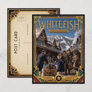 Cartão Postal Whitefish Montana Arte Deco Antigo Idade de Ouro