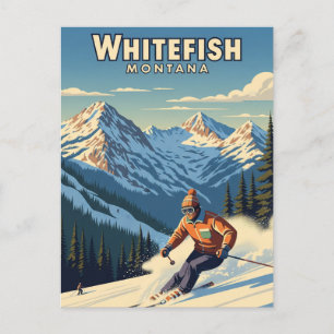 Cartão Postal Whitefish Montana Skier Viagem