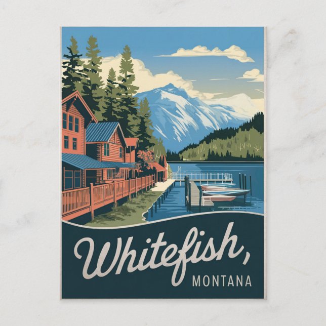 Cartão Postal Whitefish Montana Vintage (Frente)