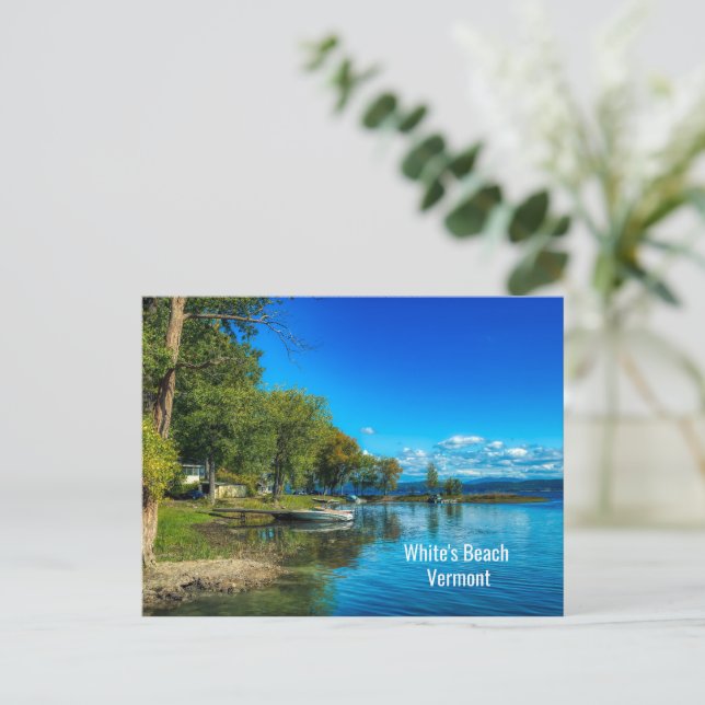 Cartão Postal White's Beach, Vermont (Em pé/Frente)