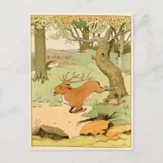 Cartão Postal Whitetail Deer Stag Bolting na Floresta