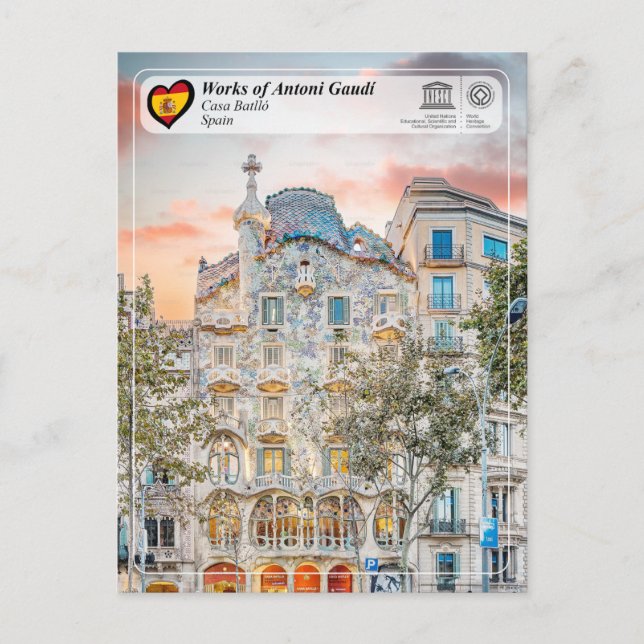Cartão Postal WHS da UNESCO - Antoni Gaudí - Casa Batlló (Frente)