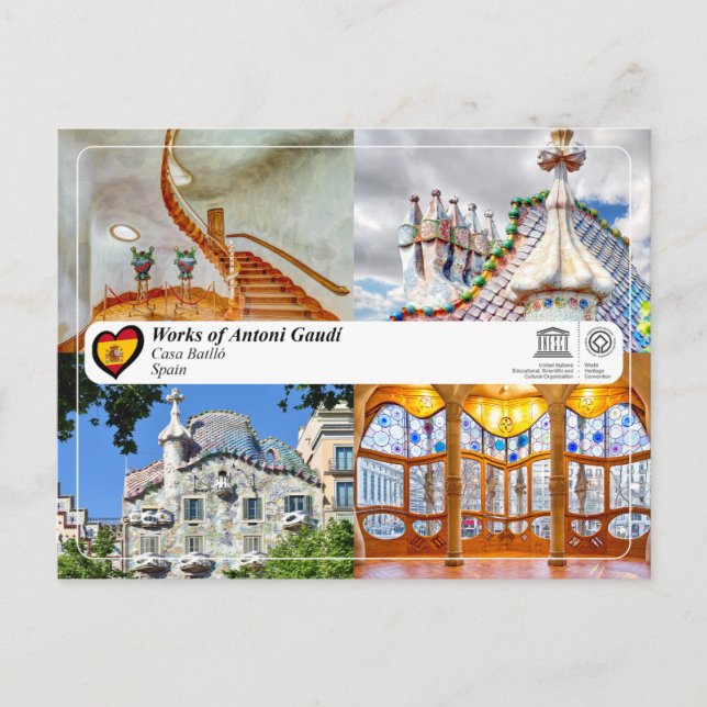 Cartão Postal WHS da UNESCO - Antoni Gaudí - Casa Batlló (Frente)