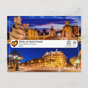 Cartão Postal WHS da UNESCO - Antoni Gaudí - Casa Milà La Pedrer