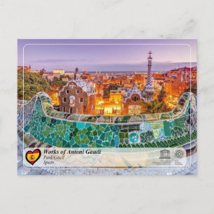 Cartão Postal WHS da UNESCO - Antoni Gaudí - Park Güell