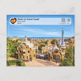 Cartão Postal WHS da UNESCO - Antoni Gaudí - Park Güell