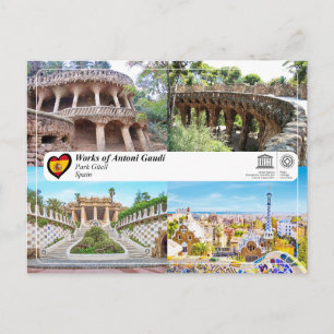 Cartão Postal WHS da UNESCO - Antoni Gaudí - Park Güell