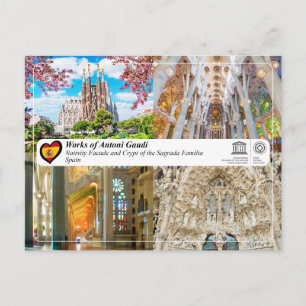 Cartão Postal WHS da UNESCO - Antoni Gaudí - Sagrada Família
