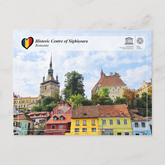 Cartão Postal WHS da UNESCO - Centro Histórico de Sighisoara (Frente)